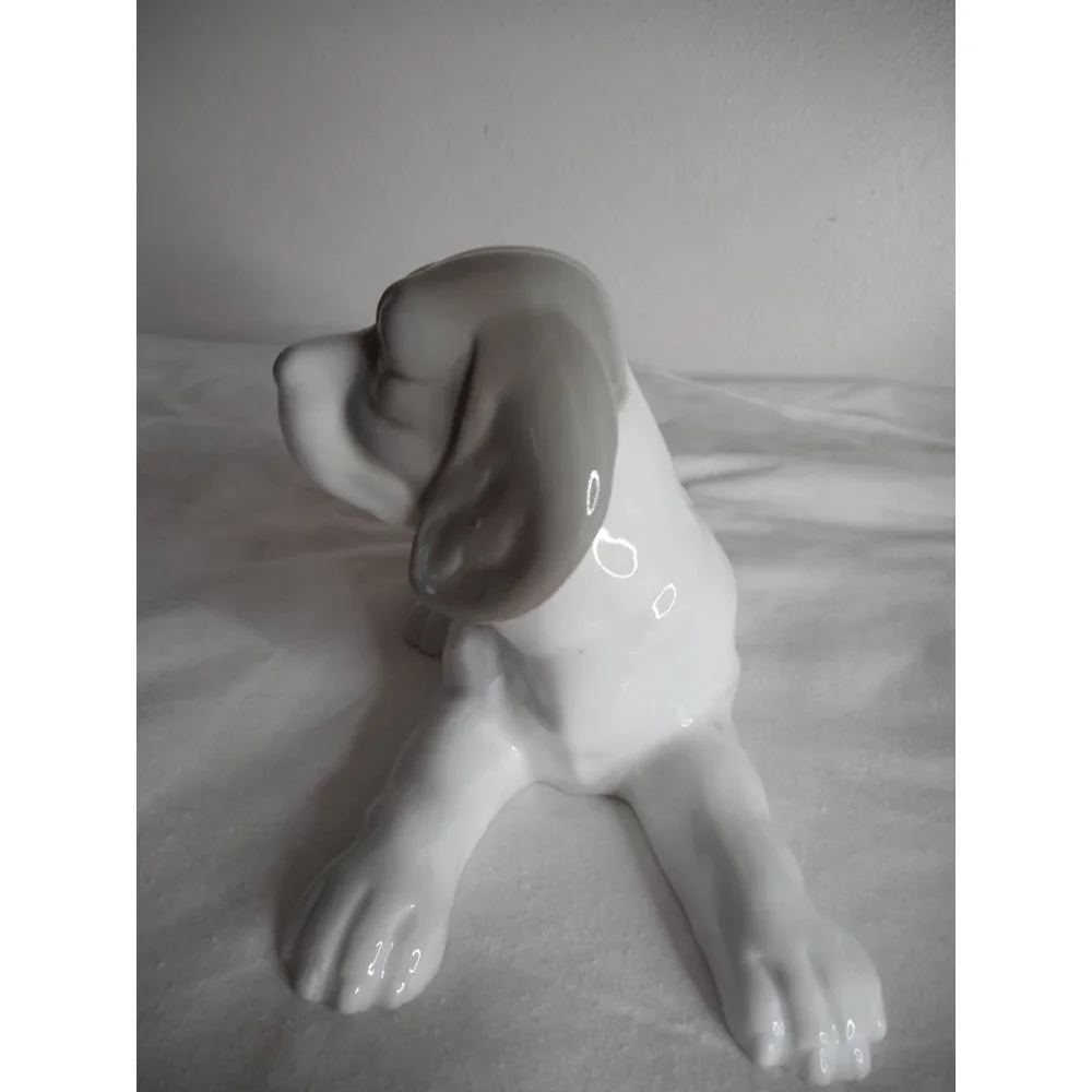 Vintage Lot of 2 KPM German Porcelain dog puppy figurines Grey White Estate Find - Picture 7 of 12